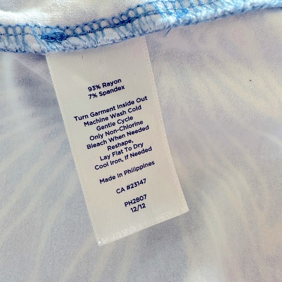 Talbots Blue and White Floral Stretch Shirtdress, Size Large - Picture 8 of 13